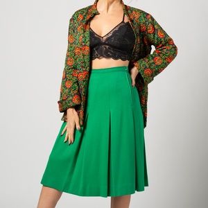 Vintage pleated green wool skirt